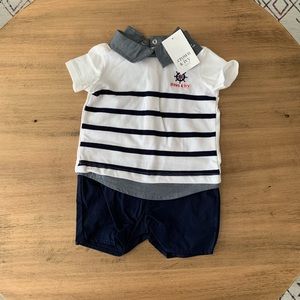 Crown & Ivy Collared Short Onesie - 6 Months